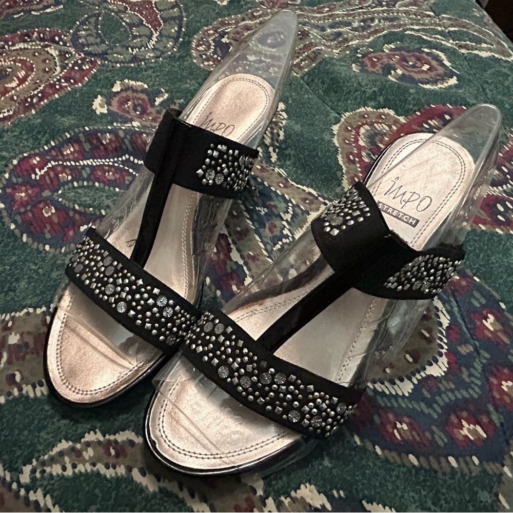 Impo Black and Silver Embellished Sandals